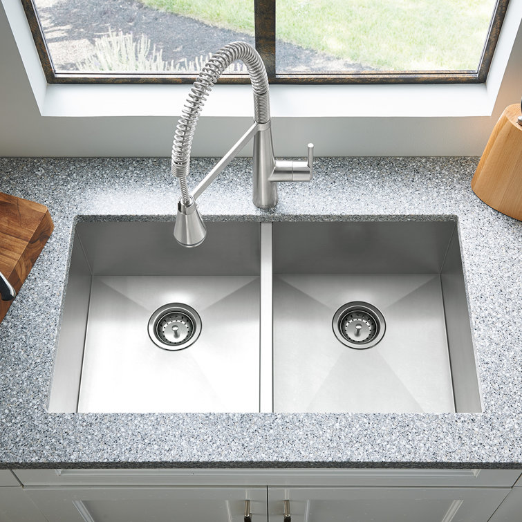 Edgewater 33'' Stainless Steel Double Bowl Drop-In Kitchen Sink
