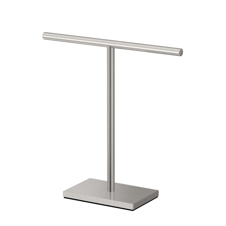 Satin Nickel Freestanding Countertop Hand Towel Holder with Weighted Base