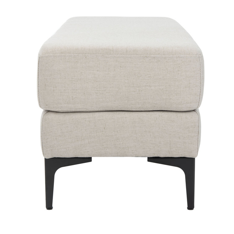 Elsie Transitional Light Grey Linen and Black Wood Bench
