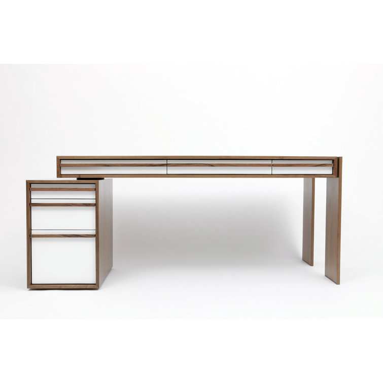 Executive White Wood Desk with Lifetime Warranty and Drawers