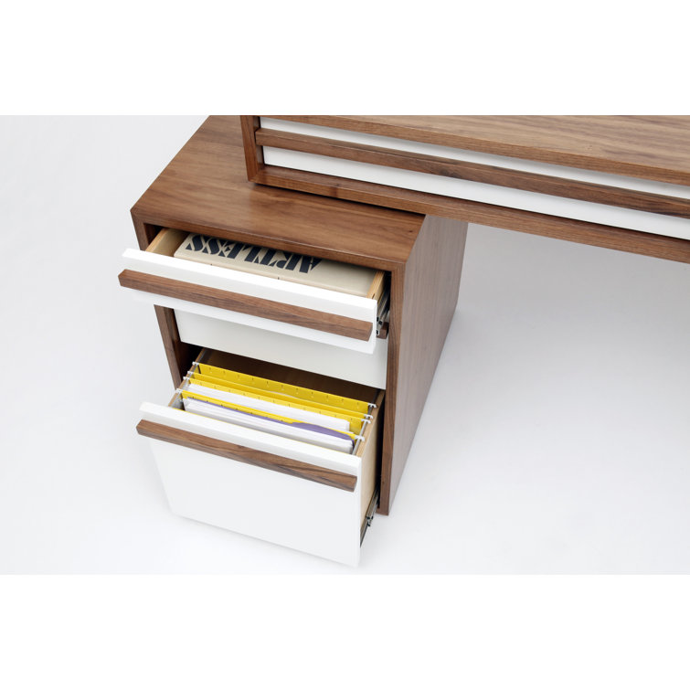 Executive White Wood Desk with Lifetime Warranty and Drawers