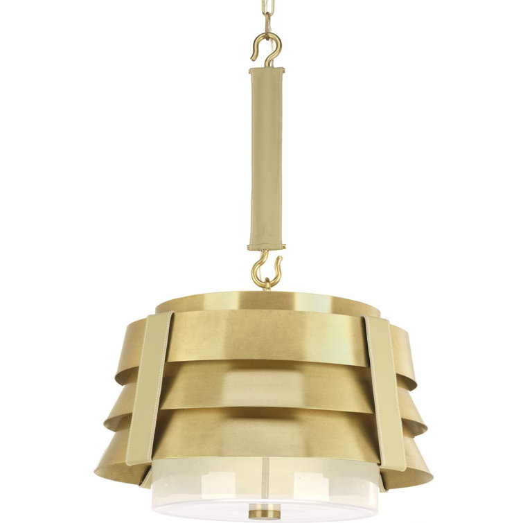 Sandbar Brass and Glass Drum Pendant Light
