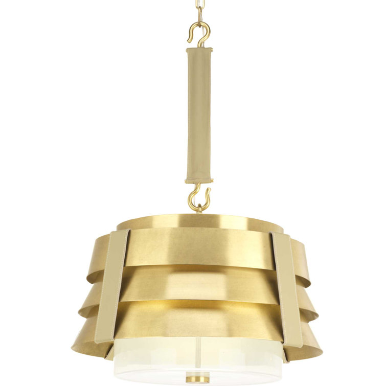 Sandbar Brass and Glass Drum Pendant Light