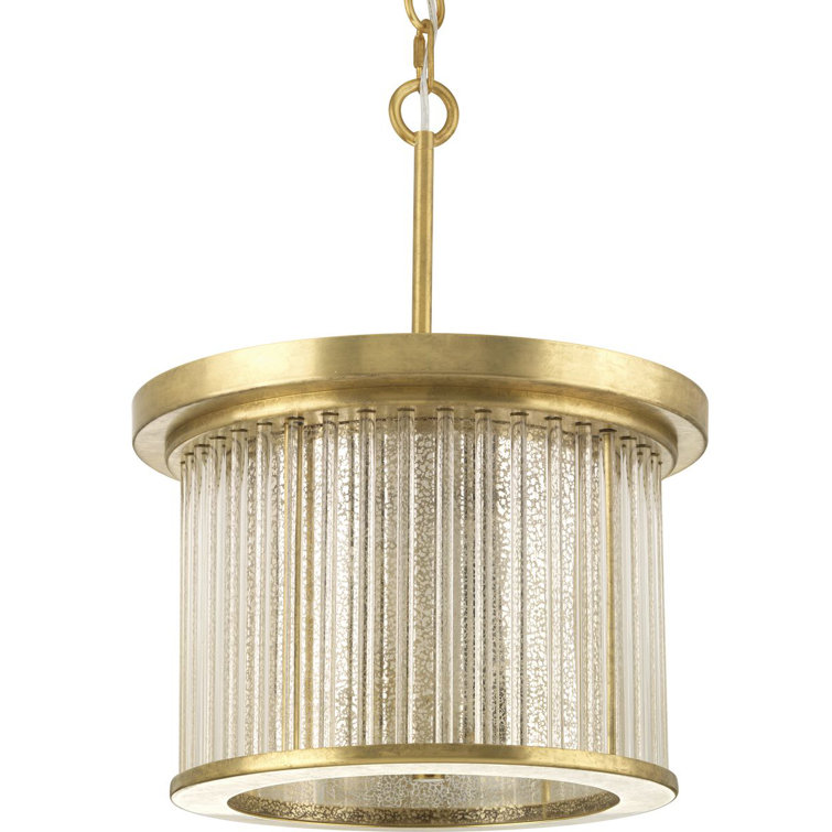 Sequit Point Brushed Brass 3-Light Convertible Semi-Flush Mount with Mercury Glass