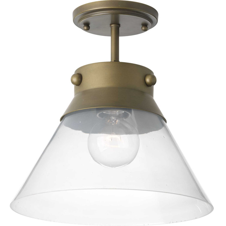 Tapia Trail Aged Brass 1-Light Pendant with Seeded Glass Shade