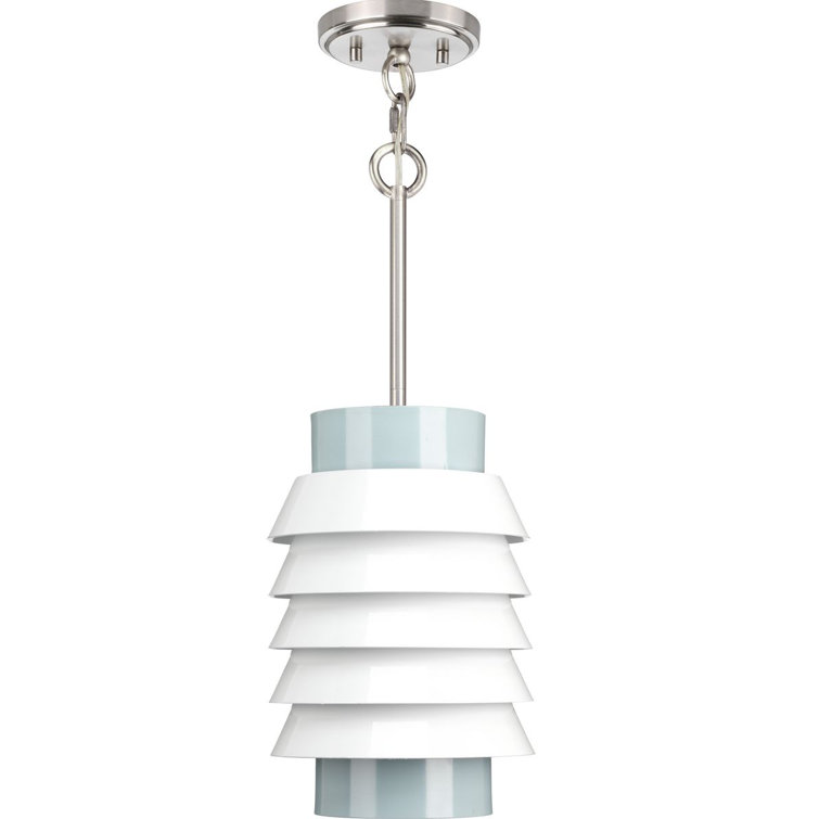 Tobin Mid-Century Brushed Nickel 8" Mini-Pendant with White Glass