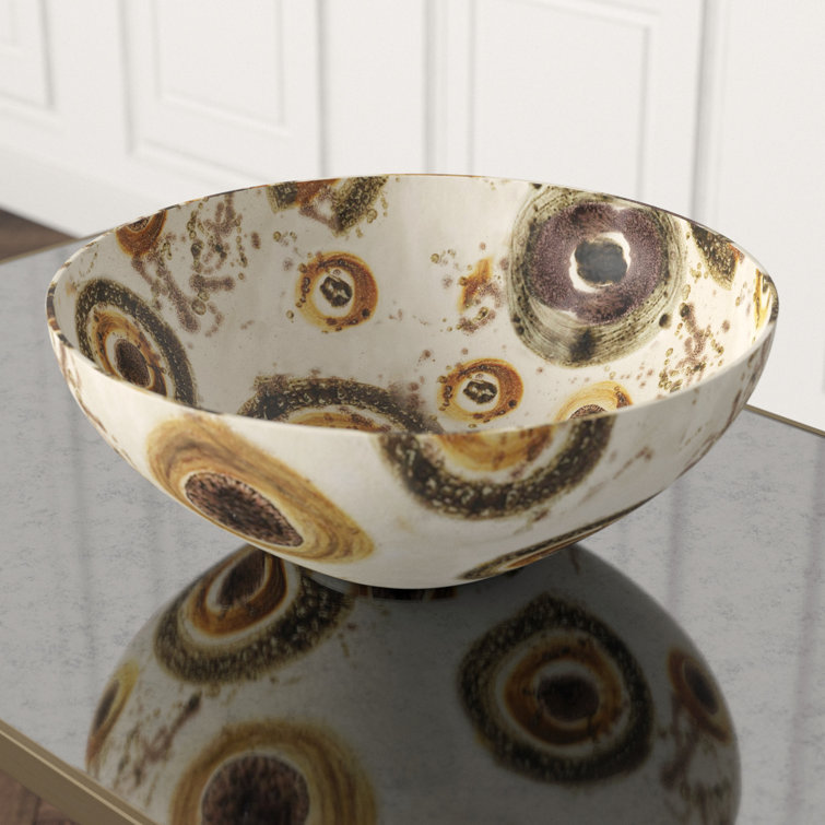 Handcrafted Earthtone Ceramic Bowl with Stand