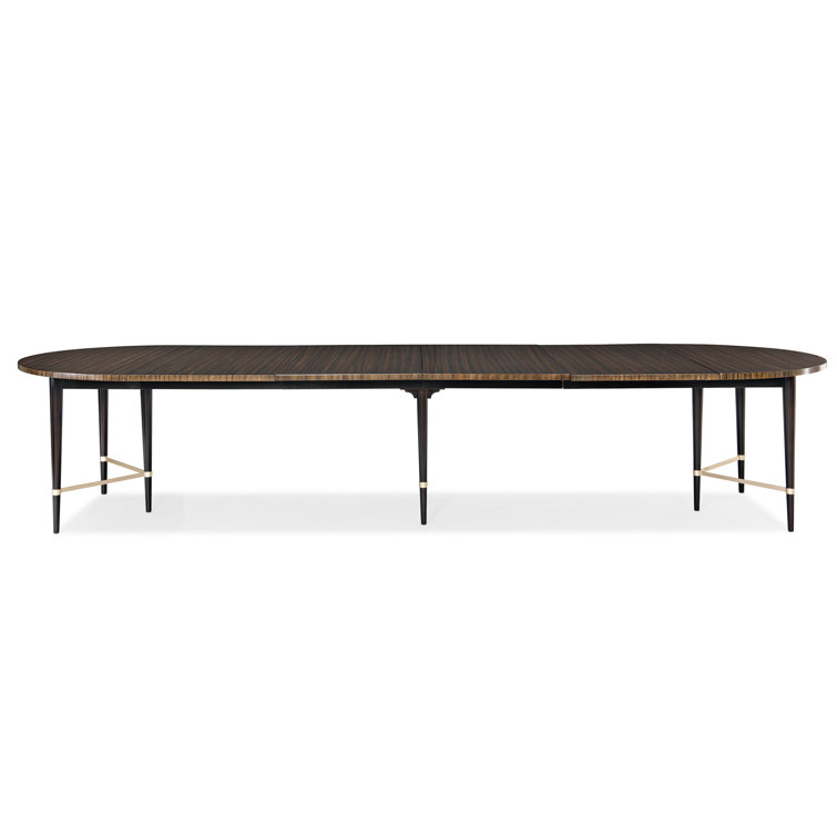 Black and Brown Extendable Round Wood Dining Table