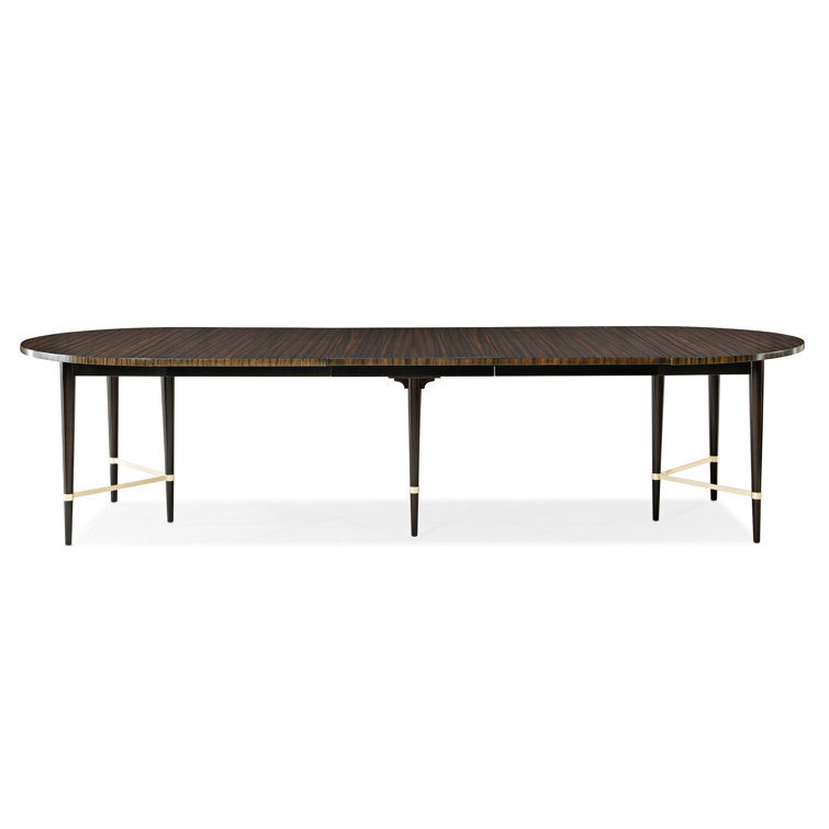 Black and Brown Extendable Round Wood Dining Table