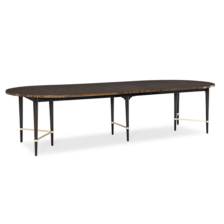Black and Brown Extendable Round Wood Dining Table