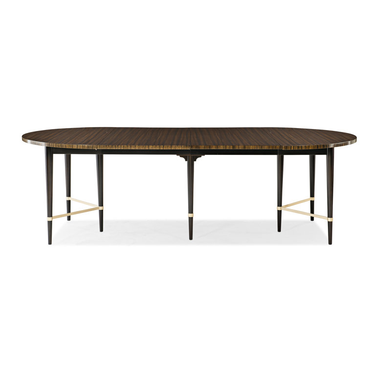Black and Brown Extendable Round Wood Dining Table