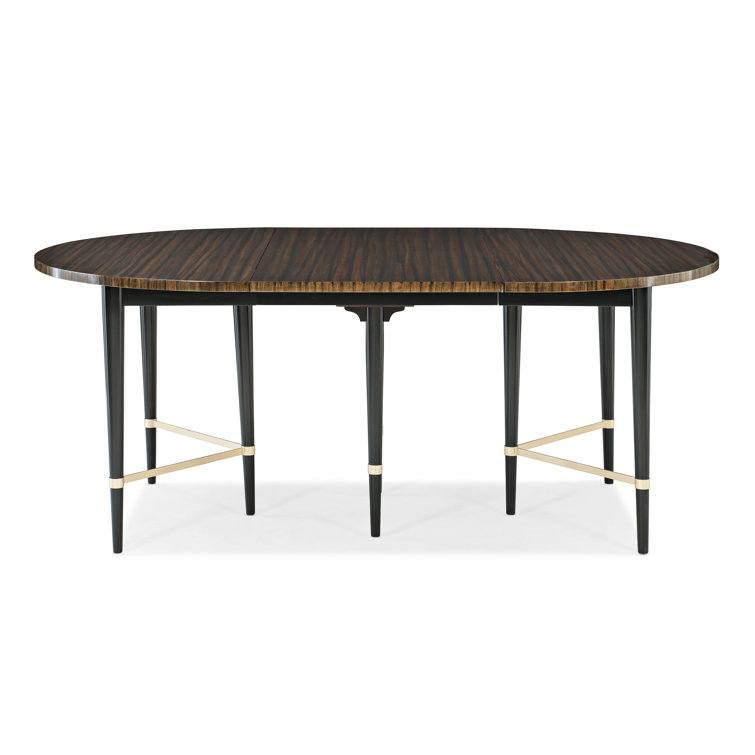 Black and Brown Extendable Round Wood Dining Table
