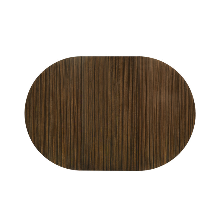 Black and Brown Extendable Round Wood Dining Table