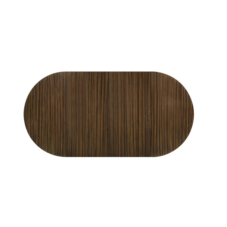 Black and Brown Extendable Round Wood Dining Table