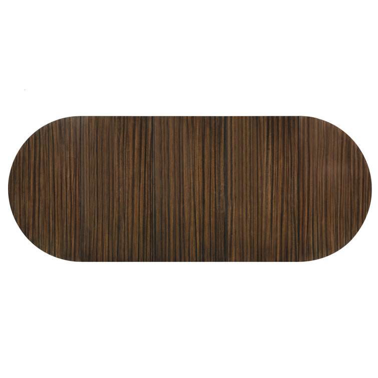 Black and Brown Extendable Round Wood Dining Table