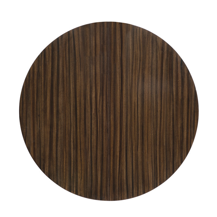 Black and Brown Extendable Round Wood Dining Table
