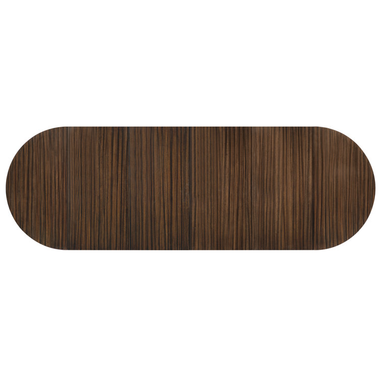 Black and Brown Extendable Round Wood Dining Table