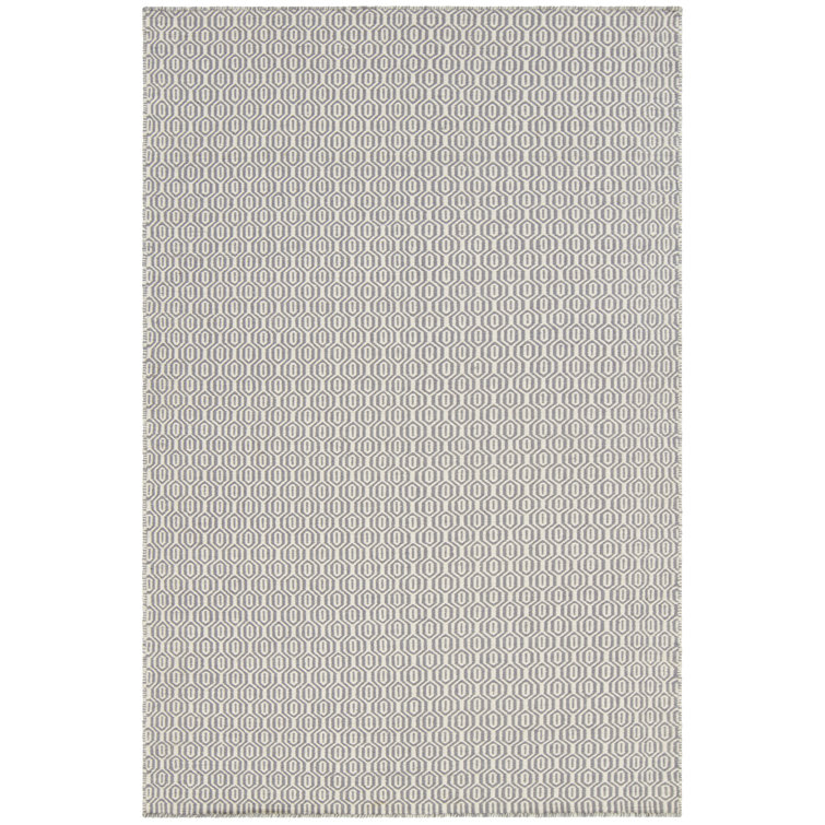 Chandra Diva Geometric Gray Flatweave Wool Rug 5' x 7'