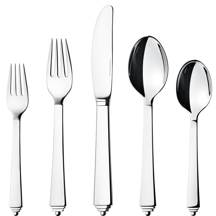 Art Deco Pyramid 5-Piece Stainless Steel Flatware Set