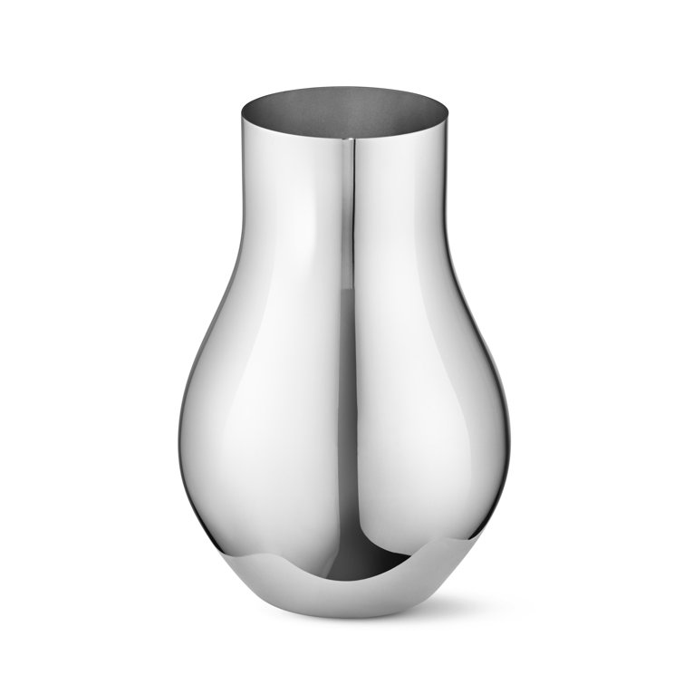 Cafu Silver 8.5" Mirror Polished Stainless Steel Table Vase