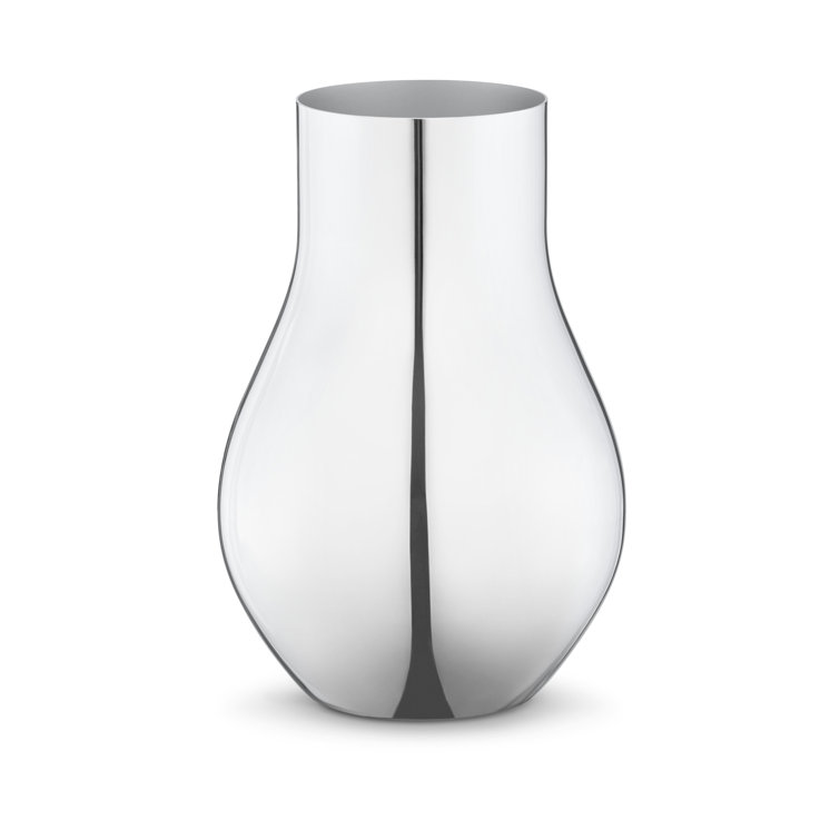 Cafu Silver 8.5" Mirror Polished Stainless Steel Table Vase