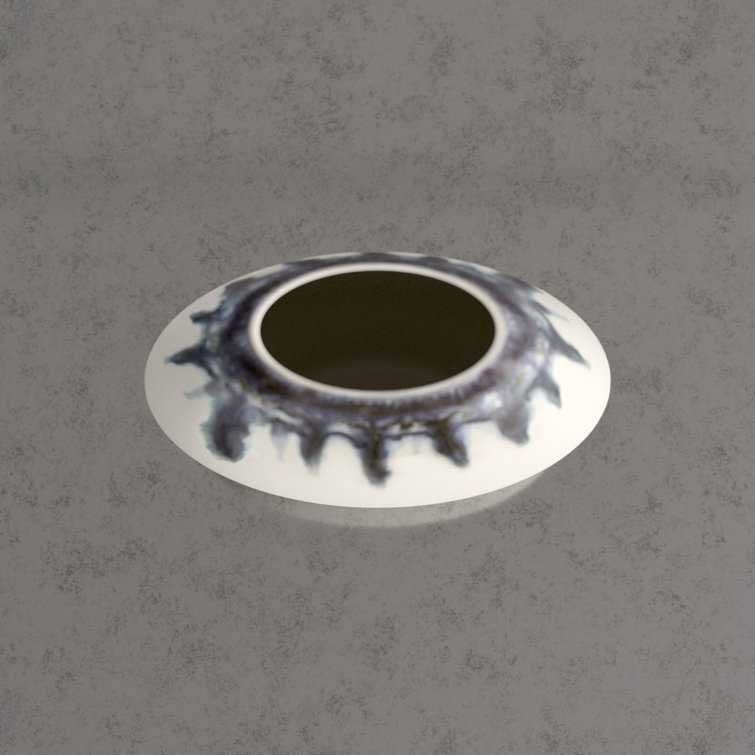 Elegant Porcelain Table Vase with Hand-Painted Blue and Yellow Drip