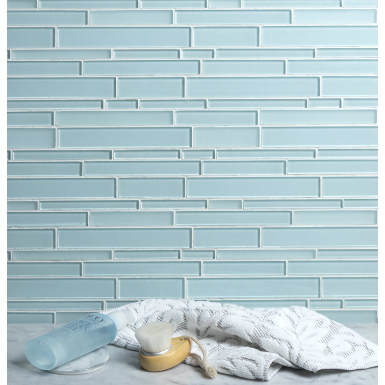 Baby Blue Polished Glass Mosaic Tile for Walls