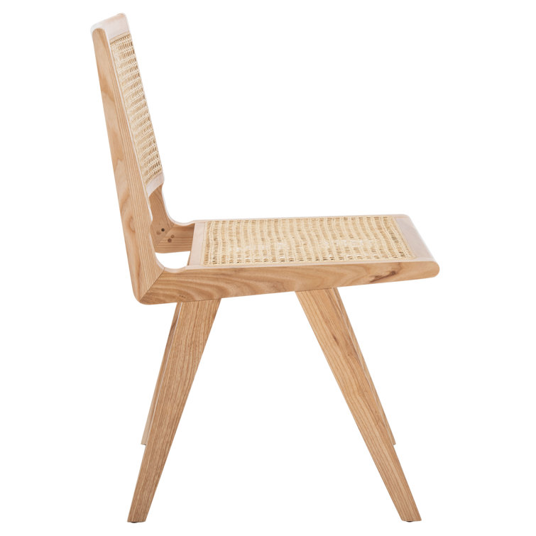 Hattie Natural Brown Wood and Woven Cane Side Chair, Set of 2