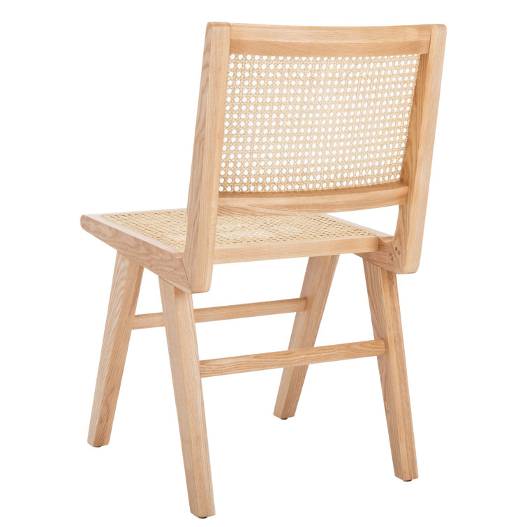 Hattie Natural Brown Wood and Woven Cane Side Chair, Set of 2