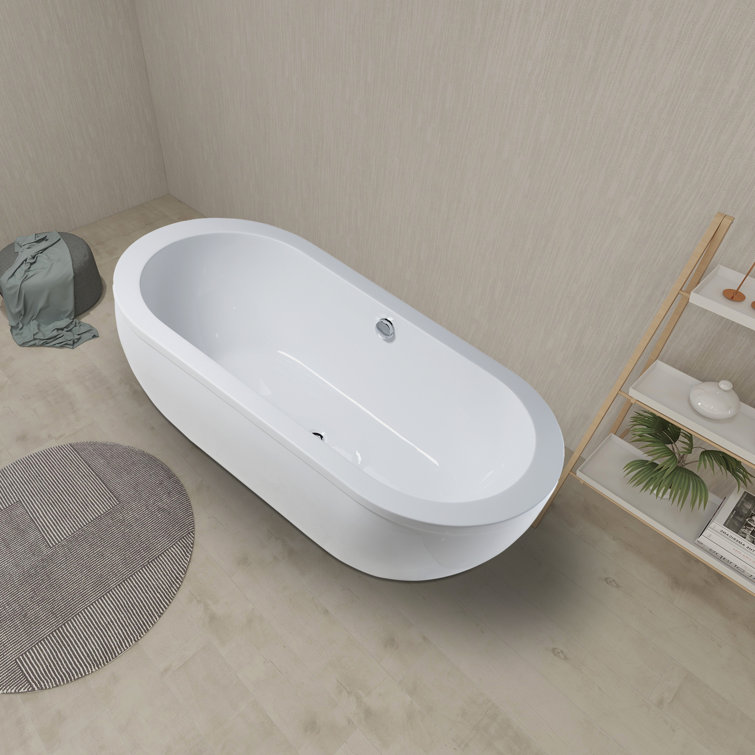 71" White Acrylic Freestanding Soaking Bathtub