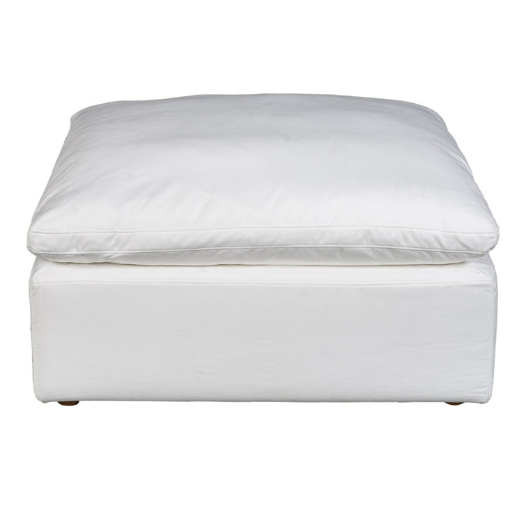 White Performance Fabric Transitional Ottoman