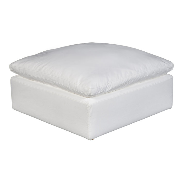 White Performance Fabric Transitional Ottoman