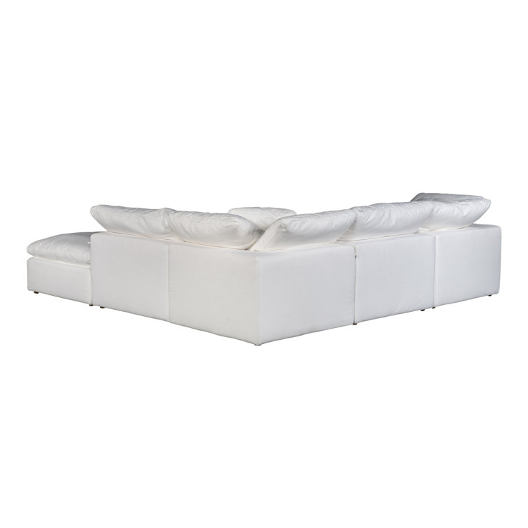 Terra Cream 114" Tufted Modular Sectional with Ottoman in Livesmart Fabric