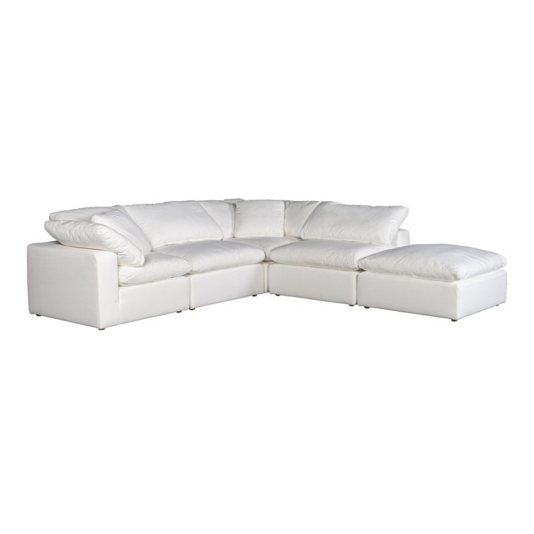 Terra Cream 114" Tufted Modular Sectional with Ottoman in Livesmart Fabric