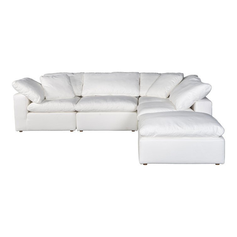 Terra Cream 114" Tufted Modular Sectional with Ottoman in Livesmart Fabric