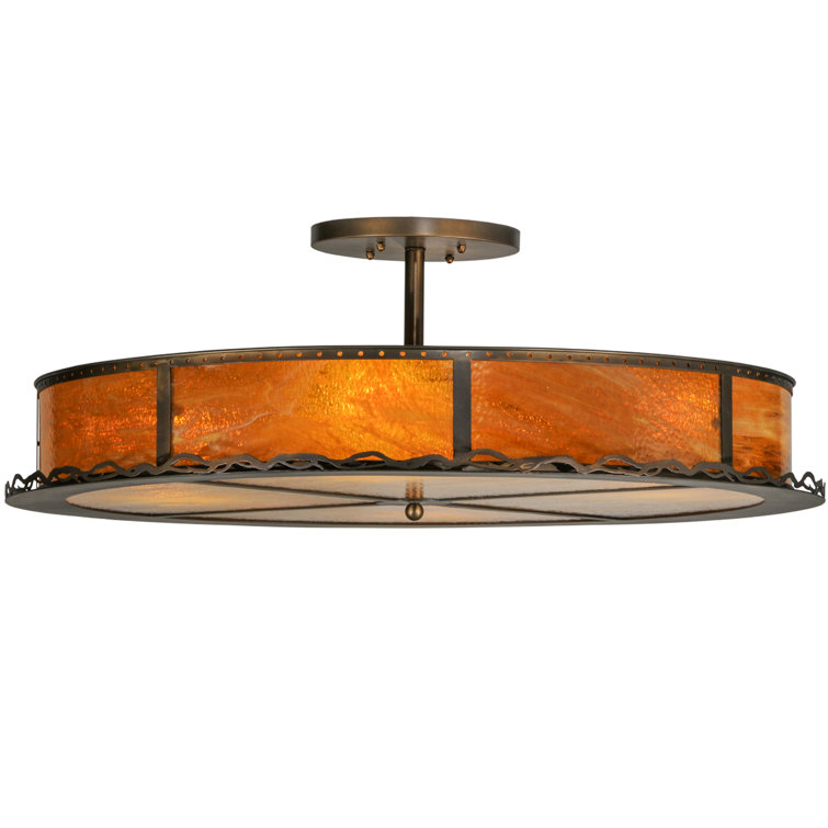 Honey Art Glass 42" Copper Drum LED Chandelier for Indoor/Outdoor