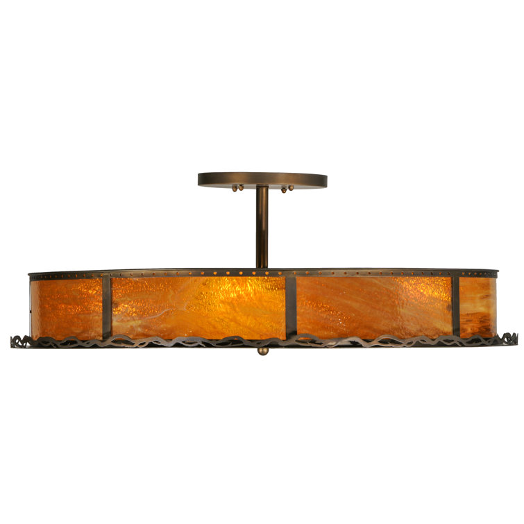 Honey Art Glass 42" Copper Drum LED Chandelier for Indoor/Outdoor