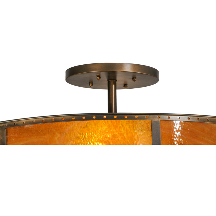 Honey Art Glass 42" Copper Drum LED Chandelier for Indoor/Outdoor