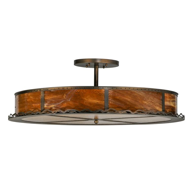 Honey Art Glass 42" Copper Drum LED Chandelier for Indoor/Outdoor