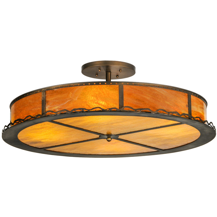 Honey Art Glass 42" Copper Drum LED Chandelier for Indoor/Outdoor