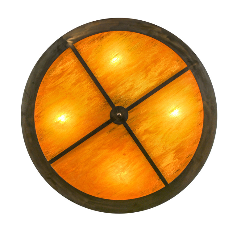 Honey Art Glass 42" Copper Drum LED Chandelier for Indoor/Outdoor