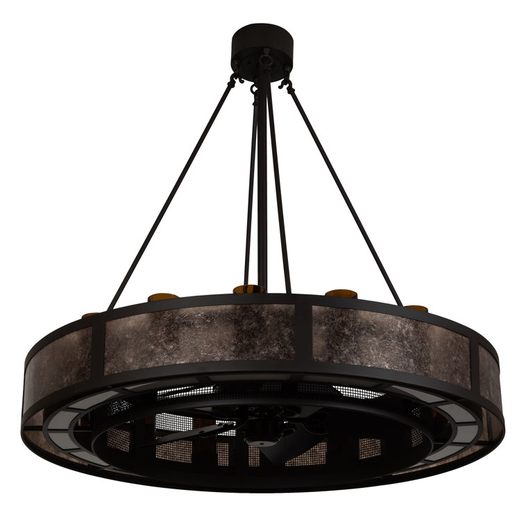 Meyda Timeless Bronze 48" Craftsman Chandel-Air with Amber Mica Glass
