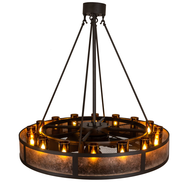 Meyda Timeless Bronze 48" Craftsman Chandel-Air with Amber Mica Glass