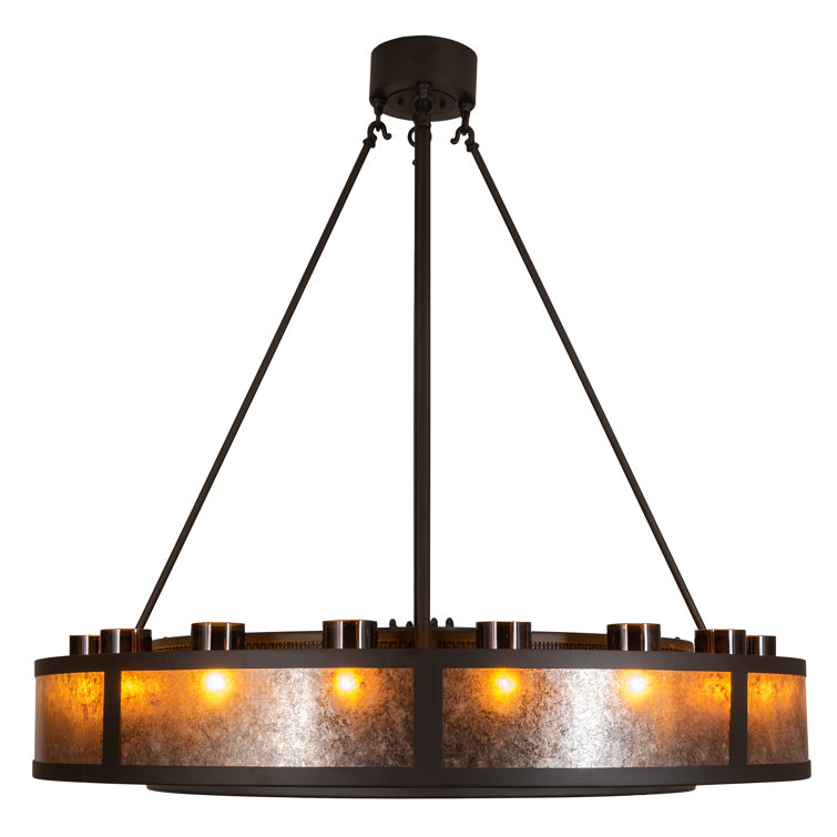 Meyda Timeless Bronze 48" Craftsman Chandel-Air with Amber Mica Glass