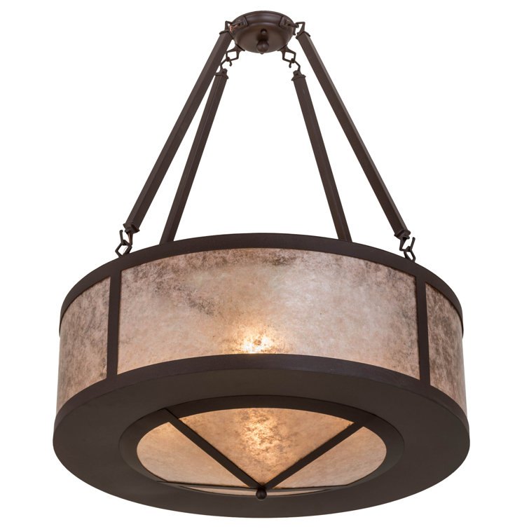 Cafe Noir Silver Mica 4-Light Drum Pendant for Indoor/Outdoor