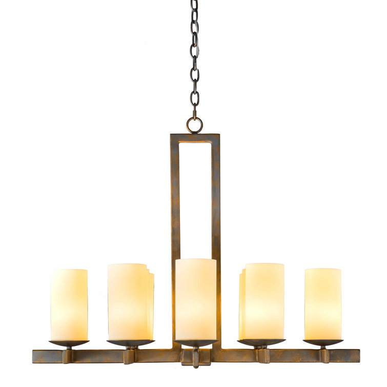 French Bronze 12-Light Chandelier with Glass Fabric Shades