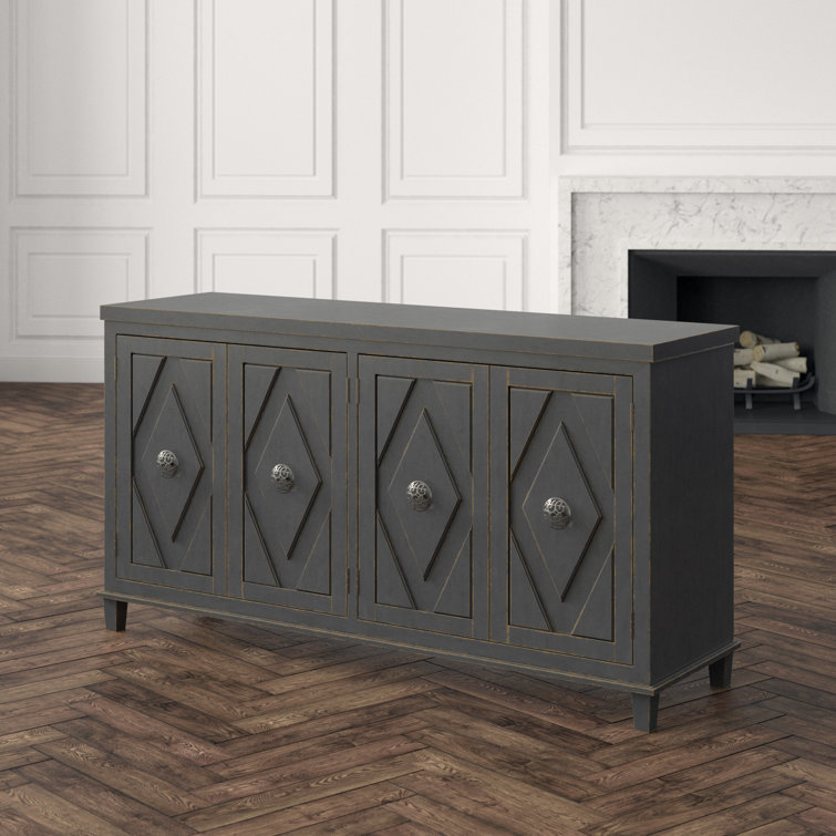 Gray Transitional 68.75'' Media Console with Cabinet