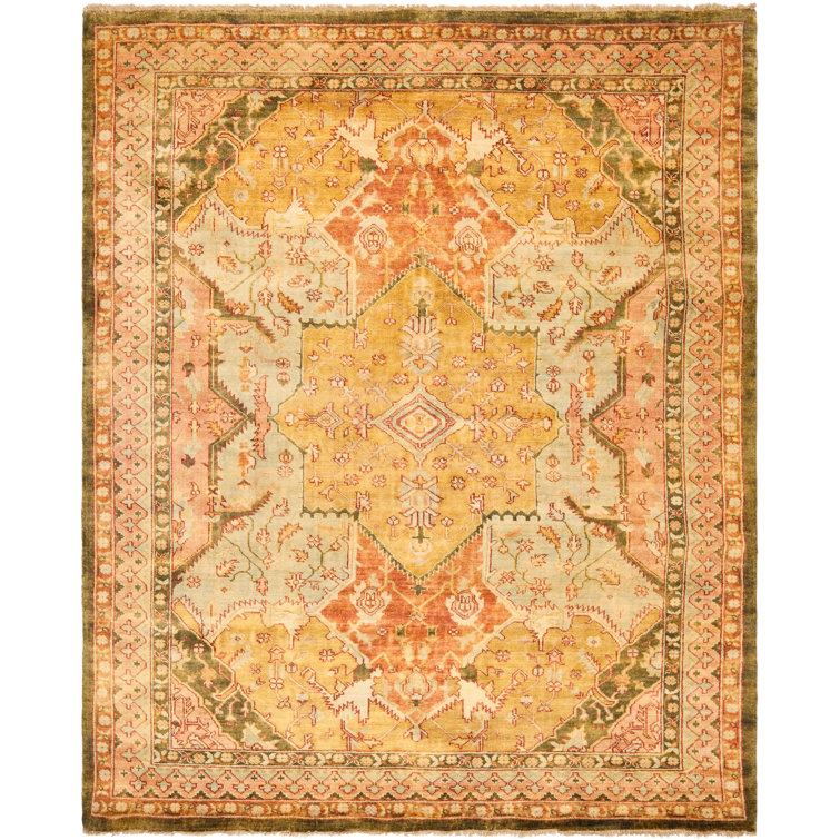 Summer Melon Hand-Knotted Wool Floral 4' x 6' Rug