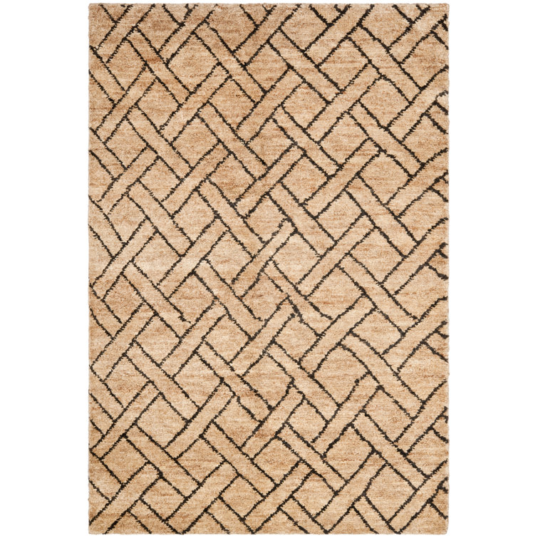 Fairfield Hand-Knotted Black/Brown Wool-Cotton Blend 9' x 12' Rug