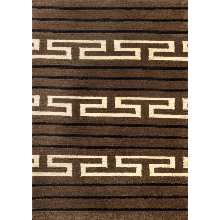 Evening Brown Multi-Stripe Hand-Knotted Wool Rug 4' x 6'
